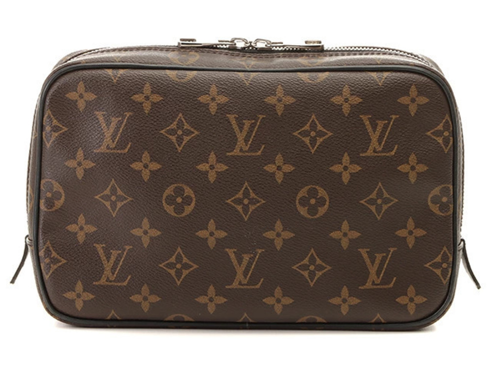 LOUIS VUITTON Trousse Toilette Pouch Clutch Monogram Macassar Brown